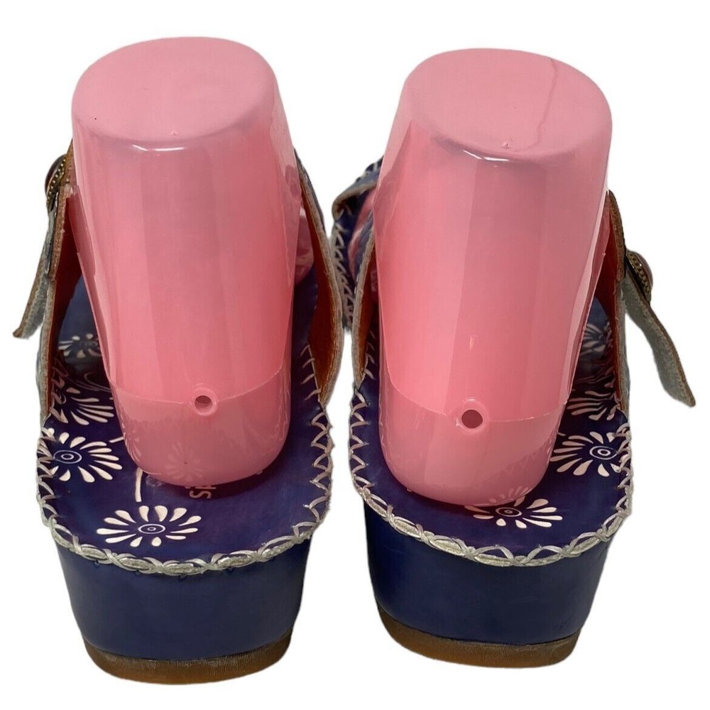 Spring Step Size 9 US Sandals Platform Blue Floral Leather Shoes Size 40 EU - Picture 7 of 9